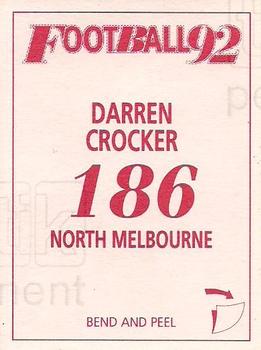 1992 Select AFL Stickers #186 Darren Crocker Back